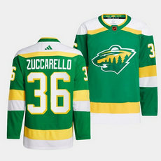 Adidas Minnesota Wild #36 Mats Zuccarello Green 2022-23 Reverse Retro Authentic Stitched NHL jersey