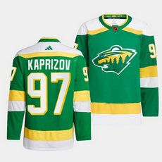 Adidas Minnesota Wild #97 Kirill kaprizov Green 2022-23 Reverse Retro Authentic Stitched NHL jersey