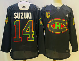 Adidas Montreal Canadiens #14 Nick Suzuki Black history night Authentic Stitched NHL jersey