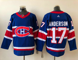 Adidas Montreal Canadiens #17 Josh Anderson Blue 2021 Reverse Retro Authentic Stitched NHL jersey