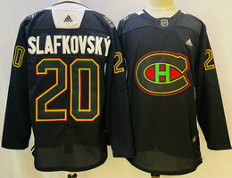 Adidas Montreal Canadiens #20 Juraj Slafkovsky Black history night Authentic Stitched NHL jersey
