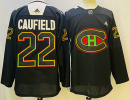 Adidas Montreal Canadiens #22 Cole Caufield Black history night Authentic Stitched NHL jersey