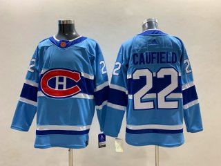 Adidas Montreal Canadiens #22 Cole Caufield Light blue 2022-23 Reverse Retro Authentic Stitched NHL jersey