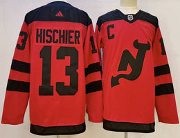 Adidas New Jersey Devils #13 Nico Hischier Red 2024 Authentic Stitched NHL Jersey