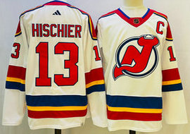 Adidas New Jersey Devils #13 Nico Hischier White 2022-23 Reverse Retro Authentic Stitched NHL jersey