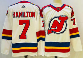 Adidas New Jersey Devils #7 Dougie Hamilton White 2022-23 Reverse Retro Authentic Stitched NHL jersey