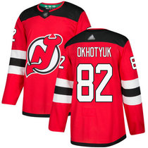 Adidas New Jersey Devils #82 Nikita Okhotyuk Red Home Authentic Stitched NHL jersey
