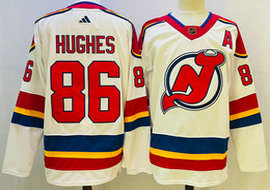 Adidas New Jersey Devils #86 Jack Hughes White 2022-23 Reverse Retro Authentic Stitched NHL jersey