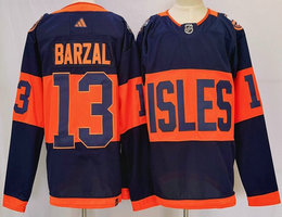Adidas New York Islanders #13 Mathew Barzal Navy 2024 With Stadium Series Patch Stitched Jersey
