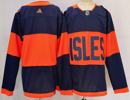 Adidas New York Islanders Blank Navy 2024 With Stadium Series Patch Stitched Jersey