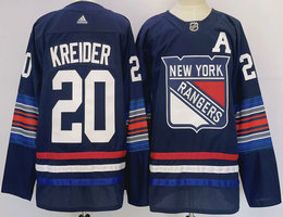 Adidas New York Rangers #20 Chris Kreider 2024 Dark Blue Authentic Stitched NHL Jersey