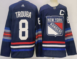 Adidas New York Rangers #8 Jacob Trouba 2024 Dark Blue Authentic Stitched NHL Jersey