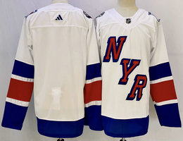 Adidas New York Rangers Blank White 2023-2024 Stadium Series Stitched Jersey