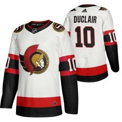 Adidas Ottawa Senators #10 Anthony Duclair Road White 2020-21 Authentic Stitched NHL Jersey