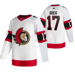 Adidas Ottawa Senators #17 Ridly Greig Road White 2020 NHL Draft Authentic Stitched NHL Jersey