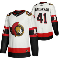 Adidas Ottawa Senators #41 Craig Anderson Road White 2020-21 Authentic Stitched NHL Jersey