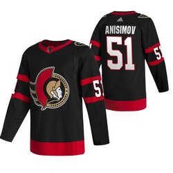 Adidas Ottawa Senators #51 Artem Anisimov Black 2020 NHL Draft Authentic Stitched NHL Jersey
