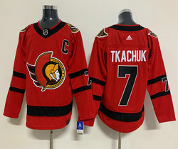 Adidas Ottawa Senators #7 Brady Tkachuk 2021 With C Patch Red Reverse Retro Authentic Stitched NHL jersey