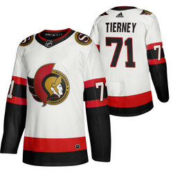 Adidas Ottawa Senators #71 Chris Tierney Road White 2020-21 Authentic Stitched NHL Jersey
