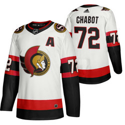 Adidas Ottawa Senators #72 Thomas Chabot Road White 2020-21 Authentic Stitched NHL Jersey