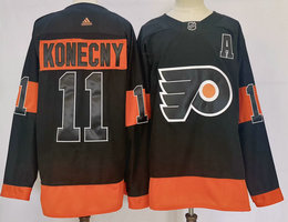 Adidas Philadelphia Flyers #11 Travis Konecny Black A patch Authentic Stitched NHL jersey