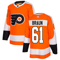 Adidas Philadelphia Flyers #61 Justin Braun Orange Home Authentic Stitched NHL jersey
