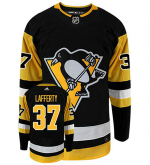 Adidas Pittsburgh Penguins #37 Sam Lafferty Black Authentic Stitched NHL Jersey