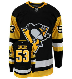 Adidas Pittsburgh Penguins #53 Teddy Blueger Black Authentic Stitched NHL Jersey