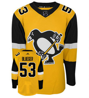 Adidas Pittsburgh Penguins #53 Teddy Blueger Gold Authentic Stitched NHL Jersey