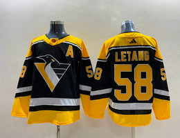 Adidas Pittsburgh Penguins #58 Kris Letang 2022-23 Reverse Retro Authentic Stitched NHL jersey
