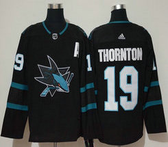 Adidas San Jose Sharks #19 Joe Thornton Black Authentic Stitched NHL jersey