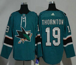 Adidas San Jose Sharks #19 Joe Thornton Green Authentic Stitched NHL jersey