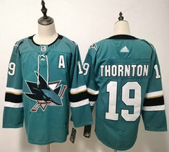 Adidas San Jose Sharks #19 Joe Thornton Green With A Patch Authentic Stitched NHL jersey