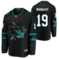 Adidas San Jose Sharks #19 Ozzy Wiesblatt Black 2020 NHL Draft Authentic Stitched NHL jersey