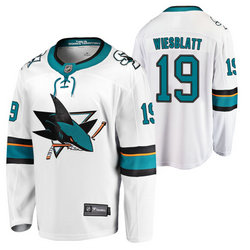 Adidas San Jose Sharks #19 Ozzy Wiesblatt White 2020 NHL Draft Authentic Stitched NHL jersey