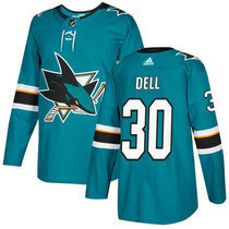 Adidas San Jose Sharks #30 Aaron Dell Teal Green Home Authentic Stitched NHL jersey
