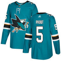 Adidas San Jose Sharks #5 Dalton Prout Teal Green Home Authentic Stitched NHL jersey