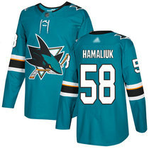 Adidas San Jose Sharks #58 Dillon Hamaliuk Teal Green Home Authentic Stitched NHL jersey