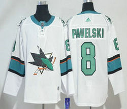 Adidas San Jose Sharks #8 Joe Pavelski White Authentic Stitched NHL jersey