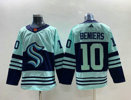 Adidas Seattle Kraken #10 Matthew Beniers Blue Authentic Stitched NHL Jersey