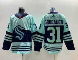 Adidas Seattle Kraken #31 Philipp Grubauer Blue Authentic Stitched NHL Jersey