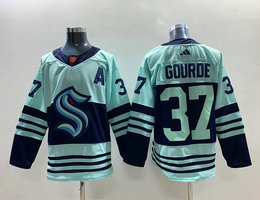 Adidas Seattle Kraken #37 Yanni Gourde With A patch Blue Authentic Stitched NHL Jersey