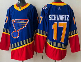 Adidas St. Louis Blues #17 Jaden Schwartz Blue Classic Authentic Stitched NHL Jersey