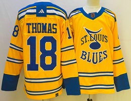 Adidas St. Louis Blues #18 Robert Thomas Gold 2022-23 Reverse Retro Authentic Stitched NHL jersey
