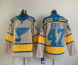 Adidas St. Louis Blues #47 Torey Krug Cream 2022 Winter Classic Authentic Stitched NHL Jersey