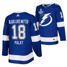 Adidas Tampa Bay Lightning #18 Lightning Black Lives Matter Blue 2020 Stanley Cup Champions Authentic Stitched NHL Jerseys