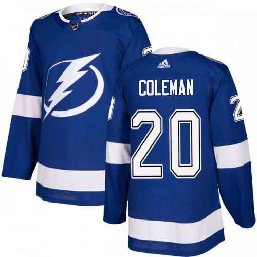 Adidas Tampa Bay Lightning #20 Blake Coleman Blue Authentic Stitched NHL Jerseys