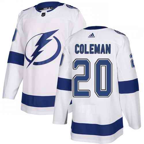 Adidas Tampa Bay Lightning #20 Blake Coleman White Authentic Stitched NHL Jerseys