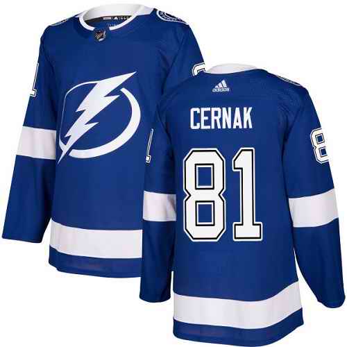 Adidas Tampa Bay Lightning #81 Erik Cernak Blue Authentic Stitched NHL Jerseys