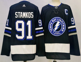 Adidas Tampa Bay Lightning #91 Steven Stamkos 2024 Black Third Stitched NHL Jersey